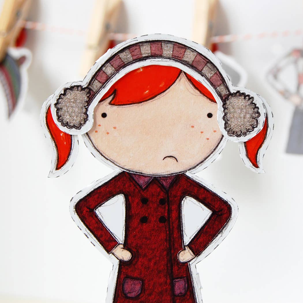 Clara Paper Doll Winter Outfits Card