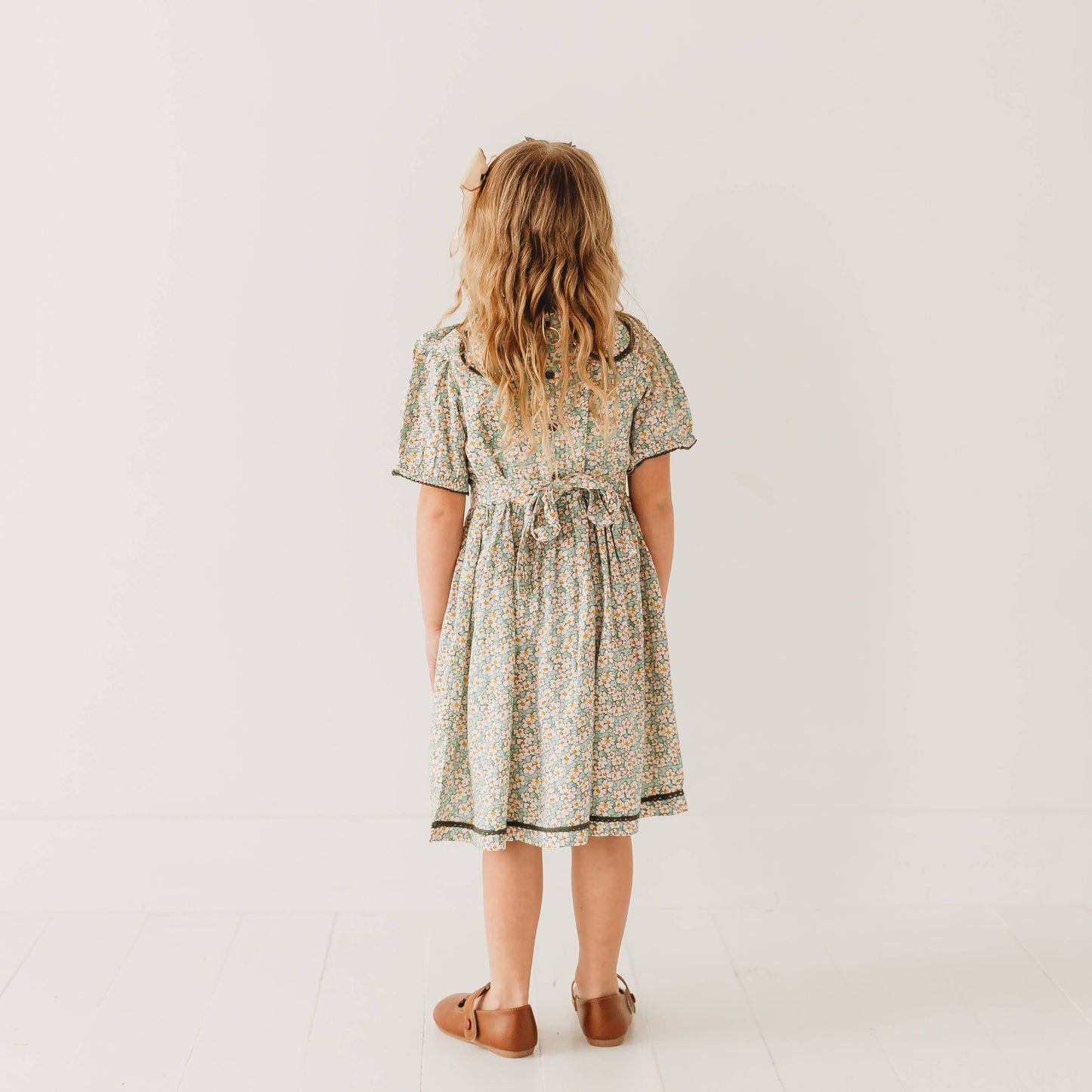 Green Floral Dress with Petal Collar
