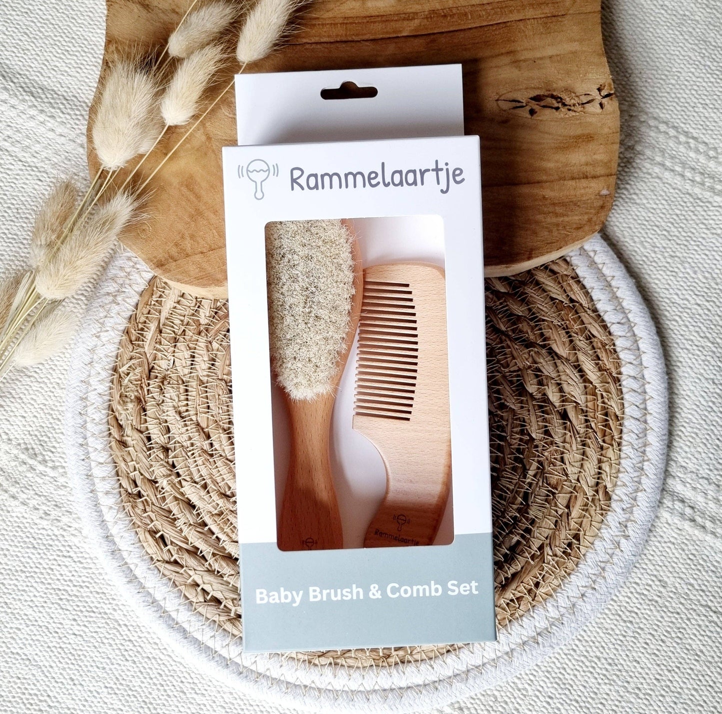 Wooden baby brush and comb set
