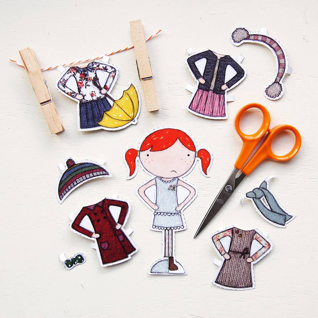 Clara Paper Doll Winter Outfits Card