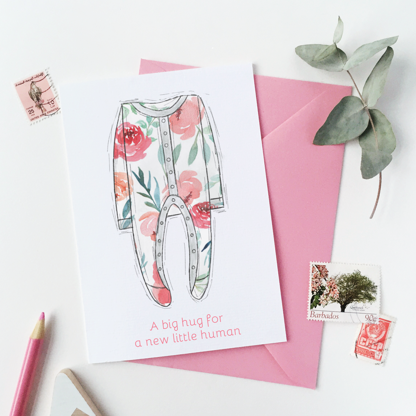 New Baby Pink Onesie Card