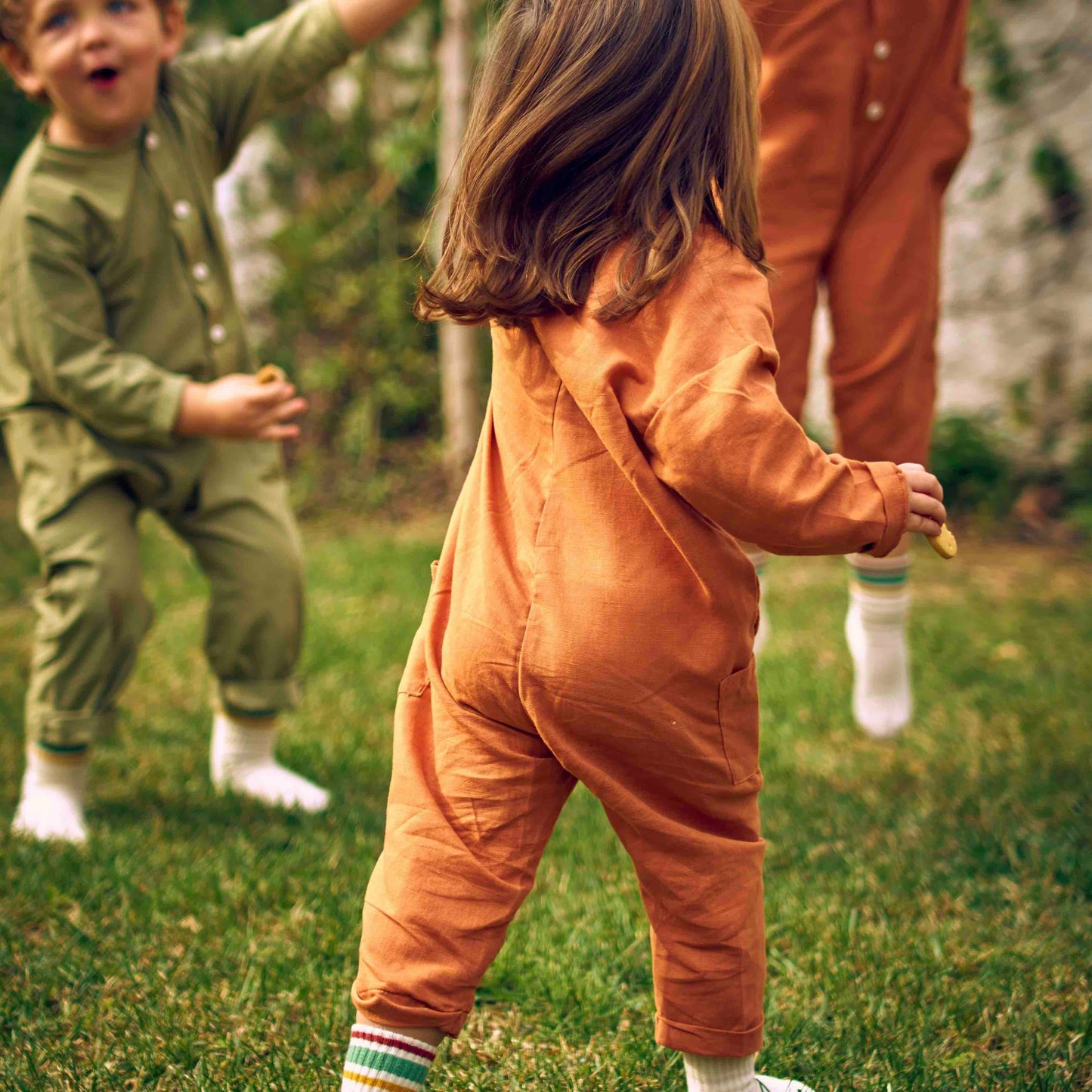 Long overalls linen and organic cotton