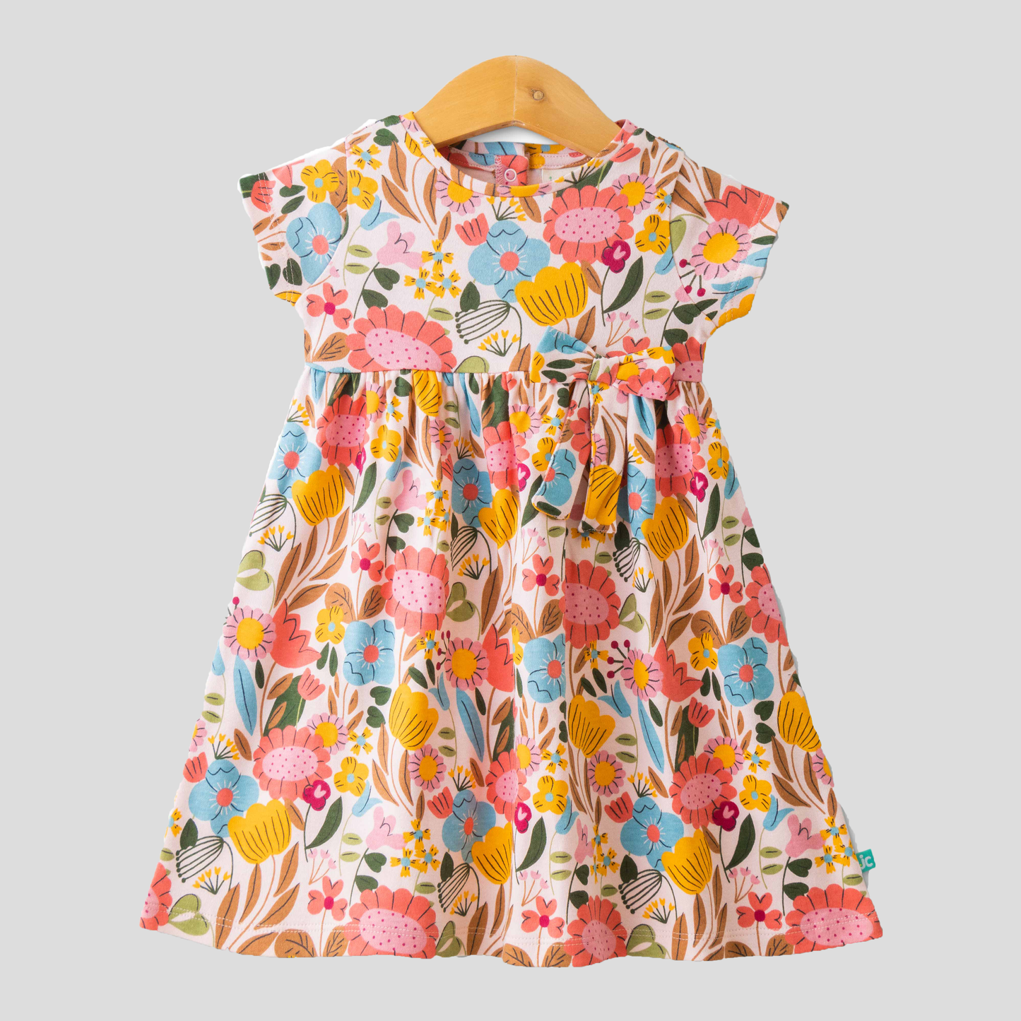 Floral Multicolor Dress with Ponytail Holder