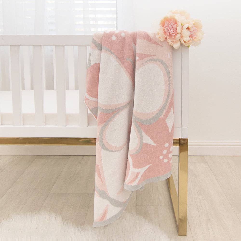 Floral Knitted Pram Blanket