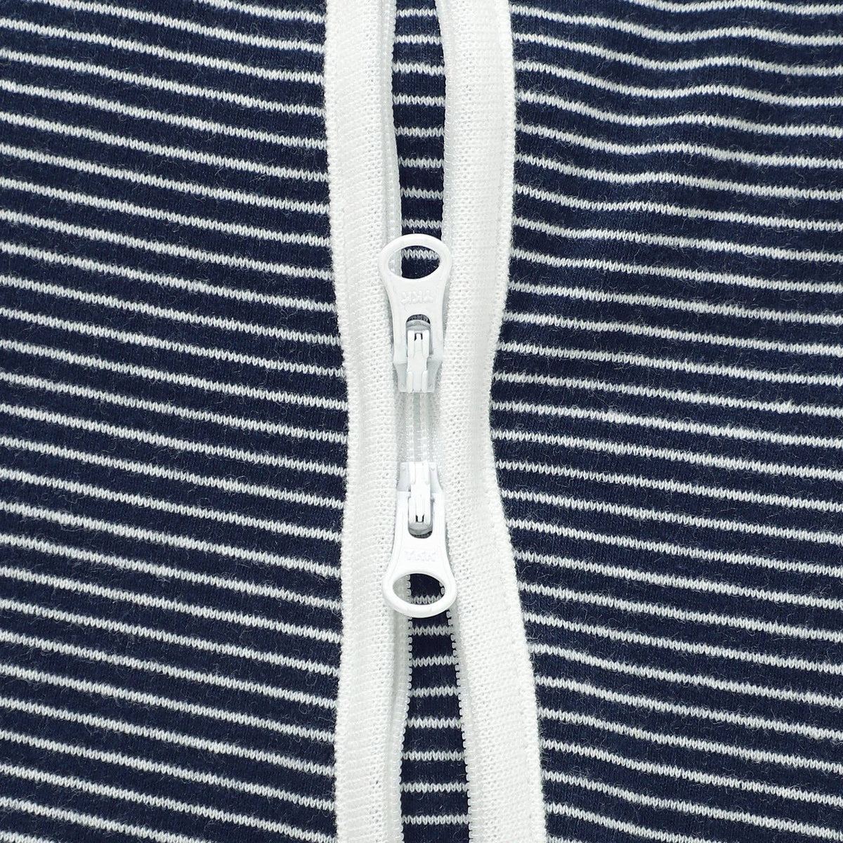 Meemo Jeemo - Organic Cotton Striped Peek-A-Poo Pajama in Navy Blue: 0-3 Months