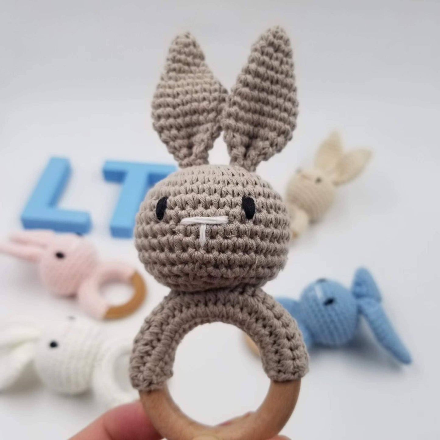Knitting Rabbit Hand Crochet Rattle