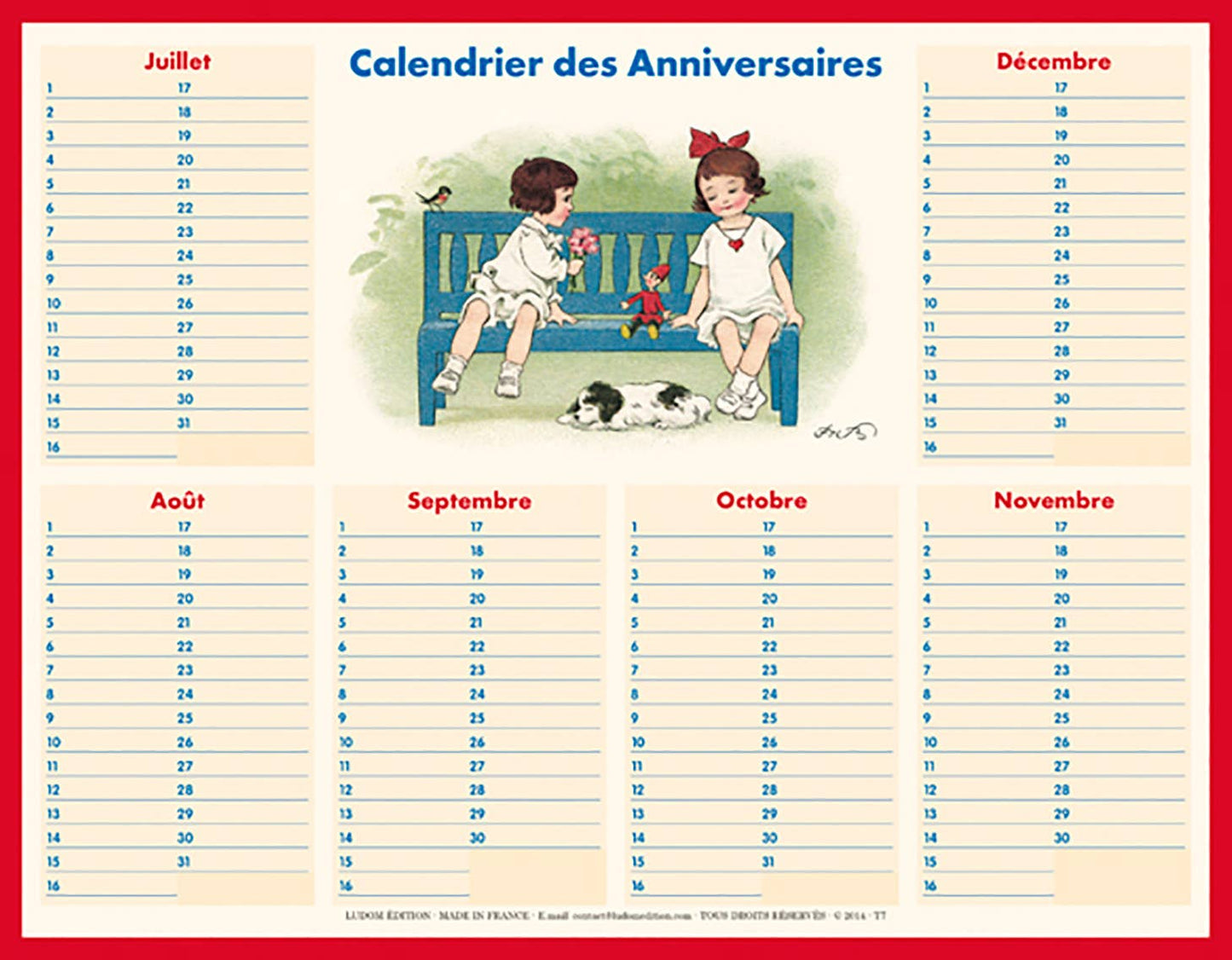 Table - Bench Birthday Calendar