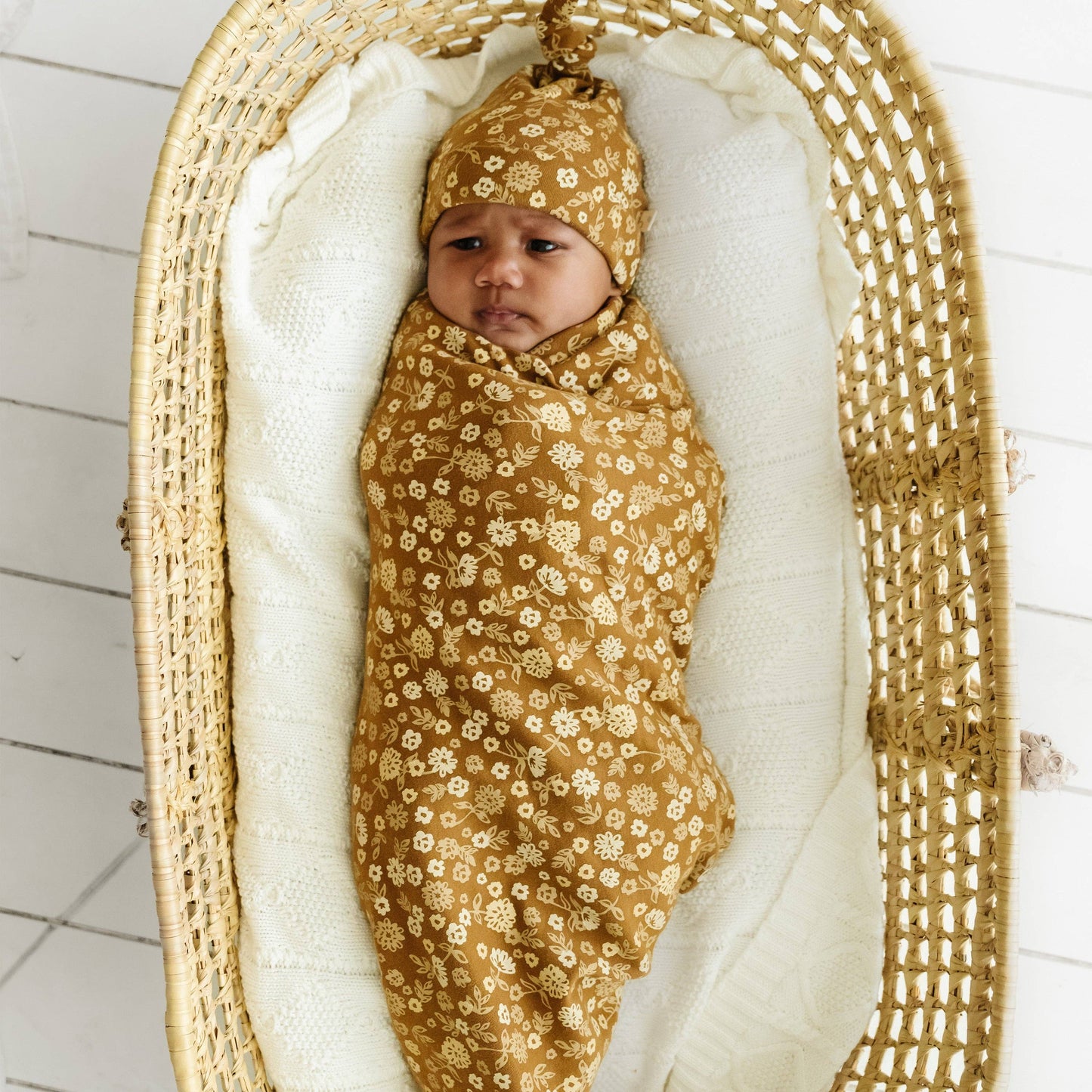 Organic Swaddle Blanket & Hat - Wildflower