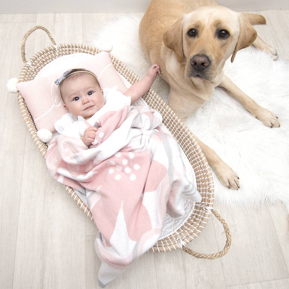 Floral Knitted Pram Blanket