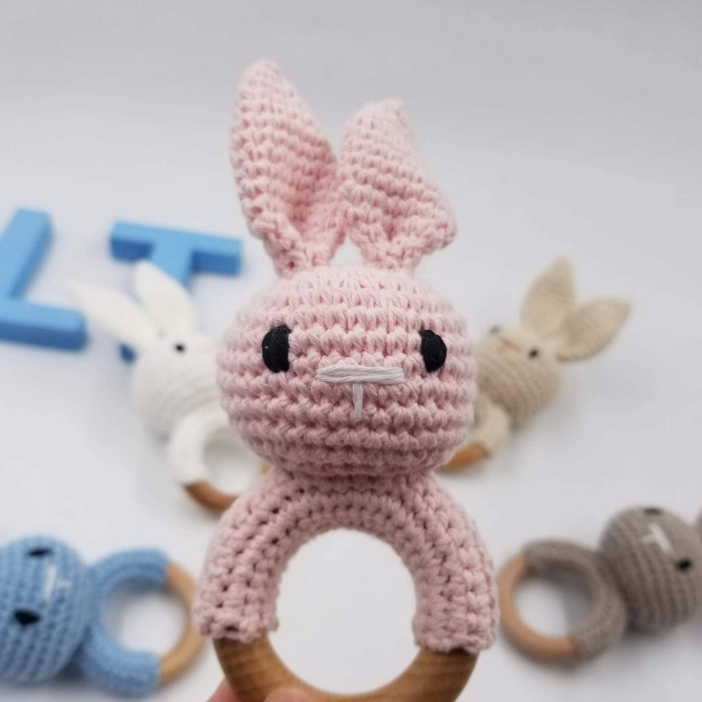 Knitting Rabbit Hand Crochet Rattle
