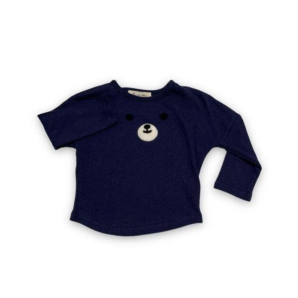 A85 72218 *LITTLE WHO* Bear Face Long Sleeve Top (2 Colors)