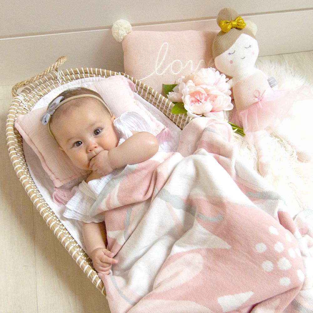 Floral Knitted Pram Blanket