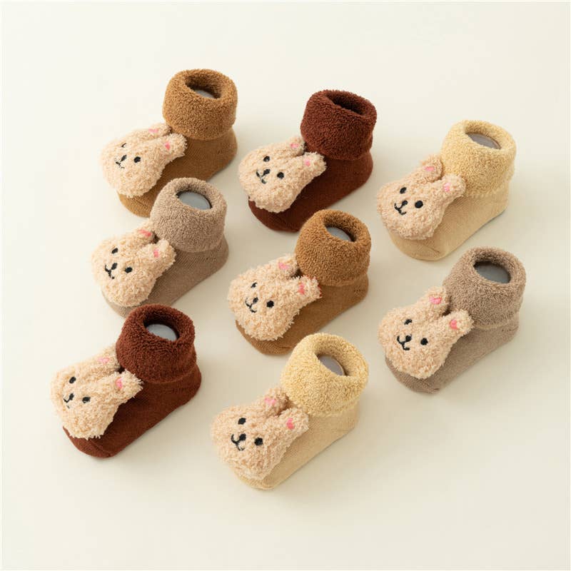 PatPat - Baby Toddler Cute Doll Terry Thick Non-slip Socks: Apricot / 12-24 Month