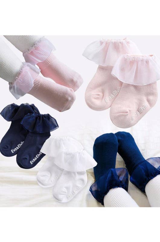 Vaenait Baby - Frill Ankle Socks - Yuna Pink: Pink / M (3 ~5T)