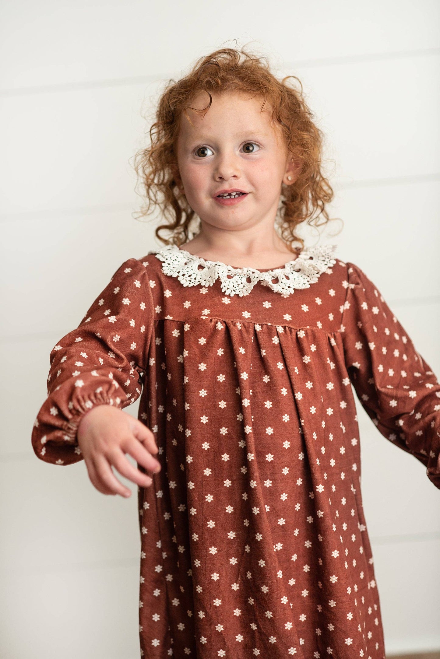 Flower Velvet Lace Collar Dress