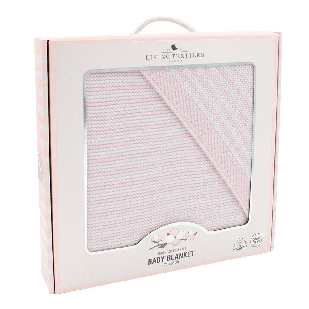 Blush Stripe-100% Cotton Knit Blanket