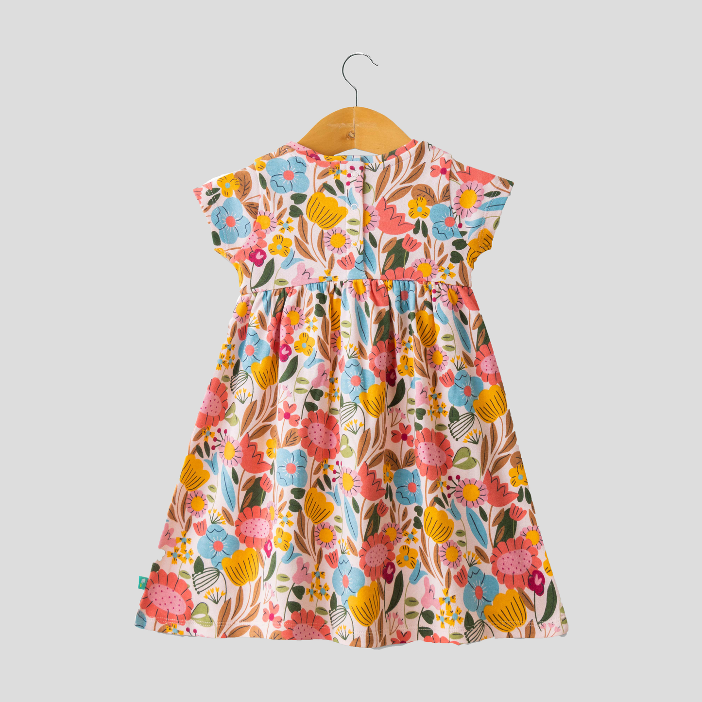 Floral Multicolor Dress with Ponytail Holder
