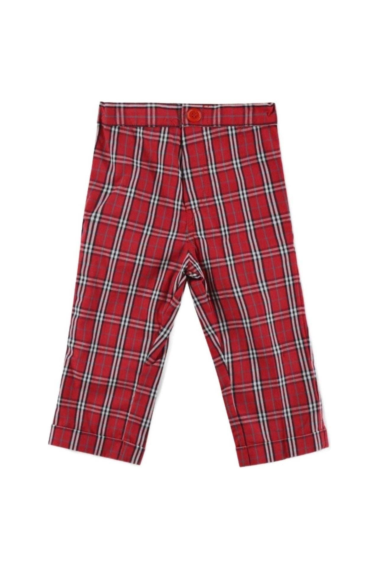Julius Berger & Carriage Boutique - Red & White Plaid Baby Boy Pants Set: 6M