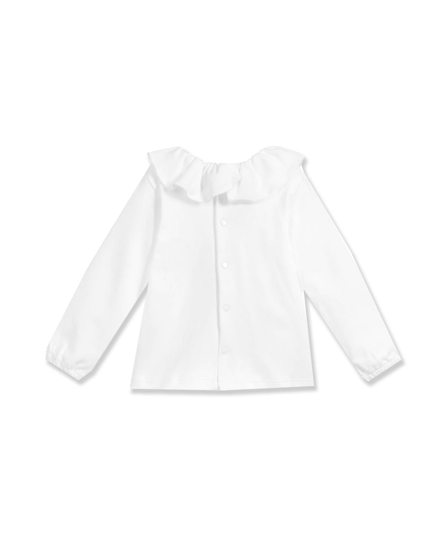 Girl's T-shirt with ruffle collar in cotton