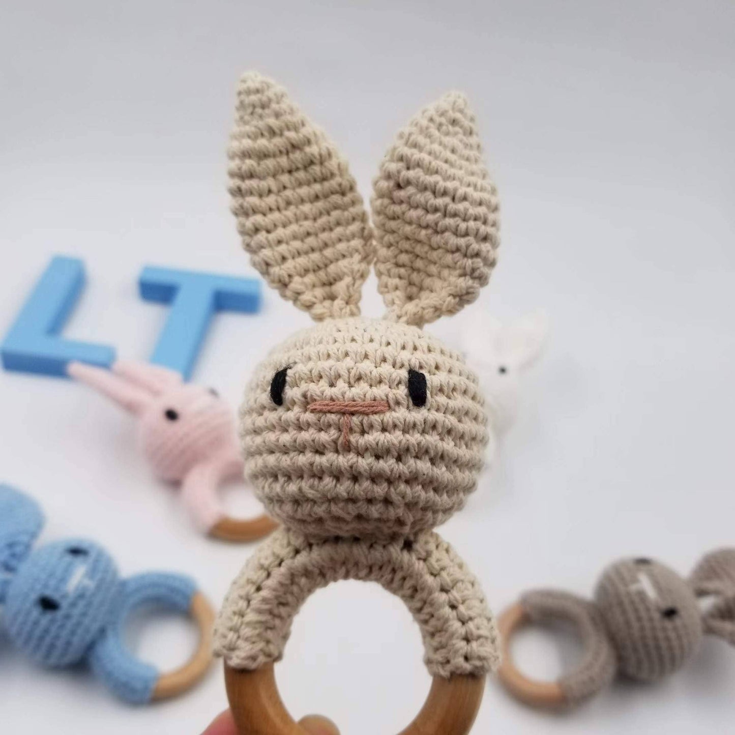 Knitting Rabbit Hand Crochet Rattle