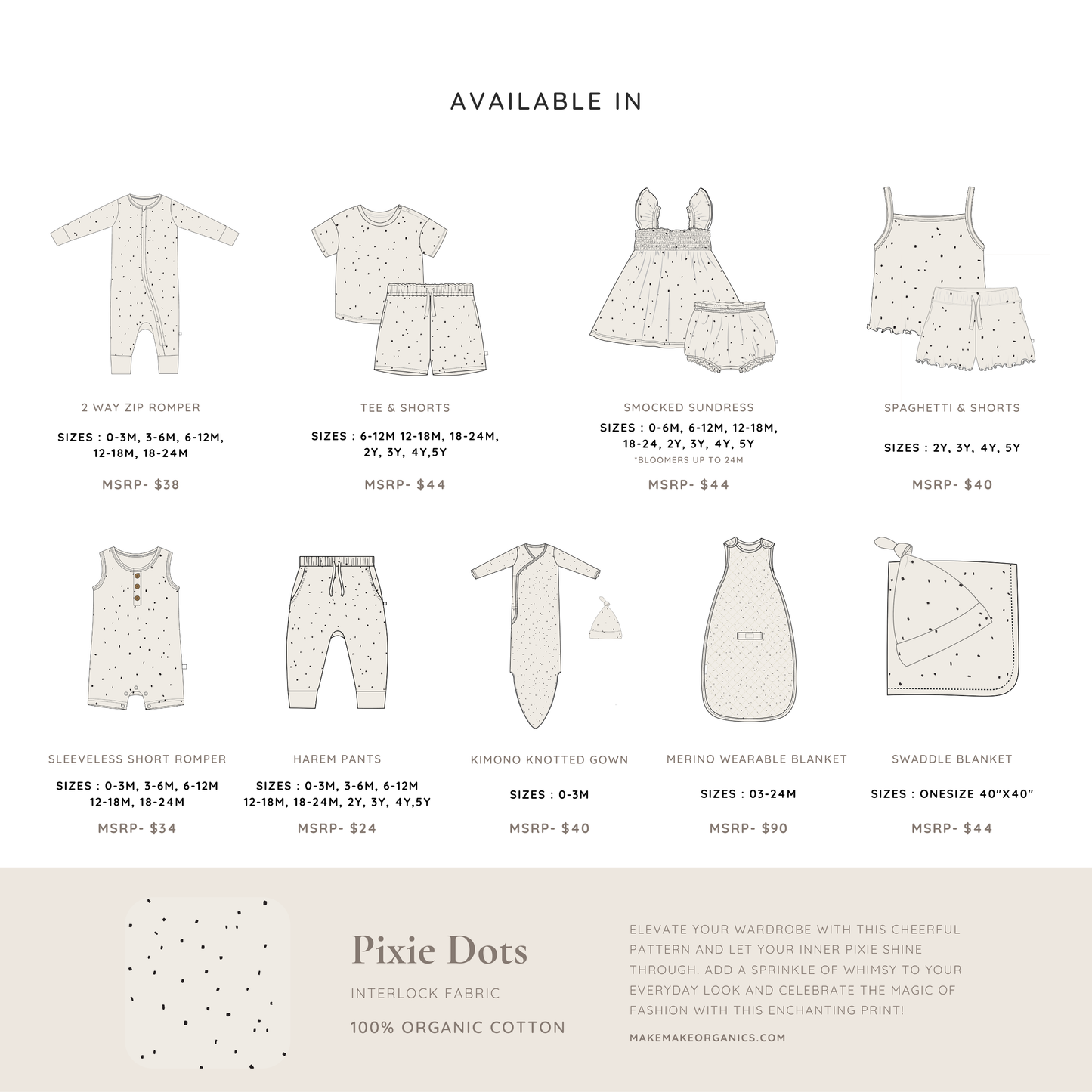 Organic 2-Way Zip Romper - Pixie Dots