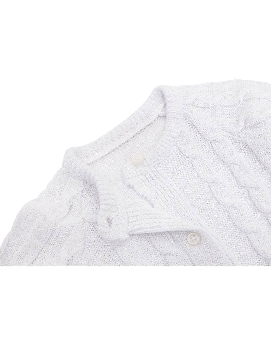 Lilax - Baby Girls' Cable Knit Long Sleeve Cotton Cardigan: White / 18-24M
