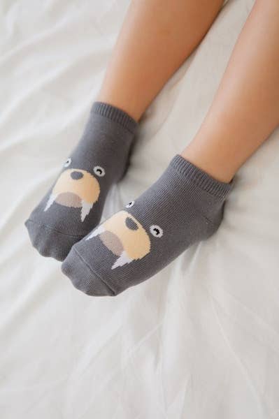 Vaenait Baby - Walrus Animal Character Socks: Grey / S (1-3T)