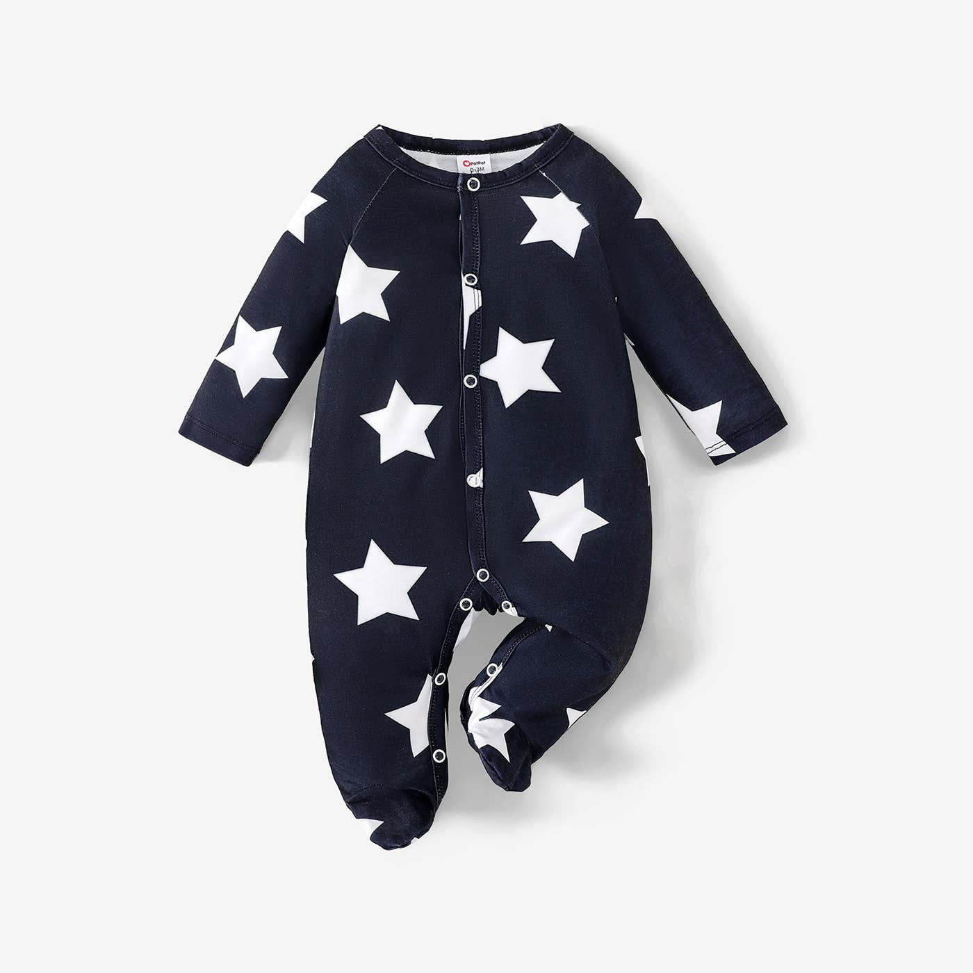PatPat - Baby Boy Basic Geometric Printed Long Sleeve Pajama: Deep Blue / 0-3 Months