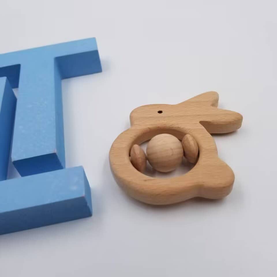 Easter Bunny Rattle Teether - Wood