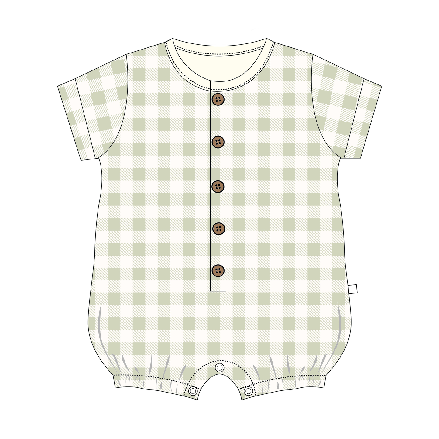 Organic Short Bubble Romper - Gingham
