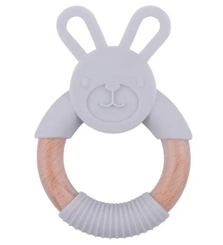 Baby Wood & Silicone Teether | Bunny