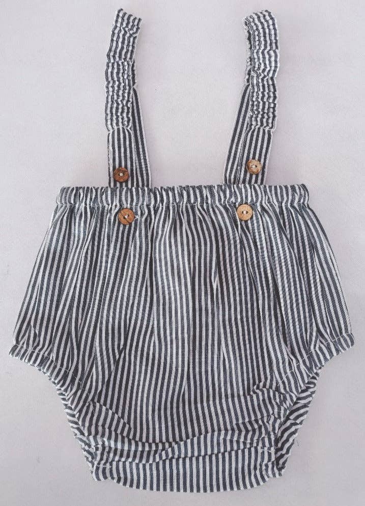 Grey Stripes Suspenders Diaper Cover