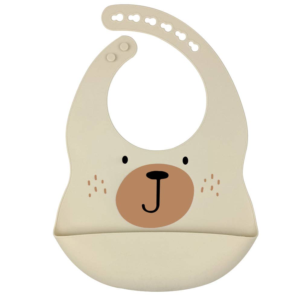 Silicone bib bear - Beige