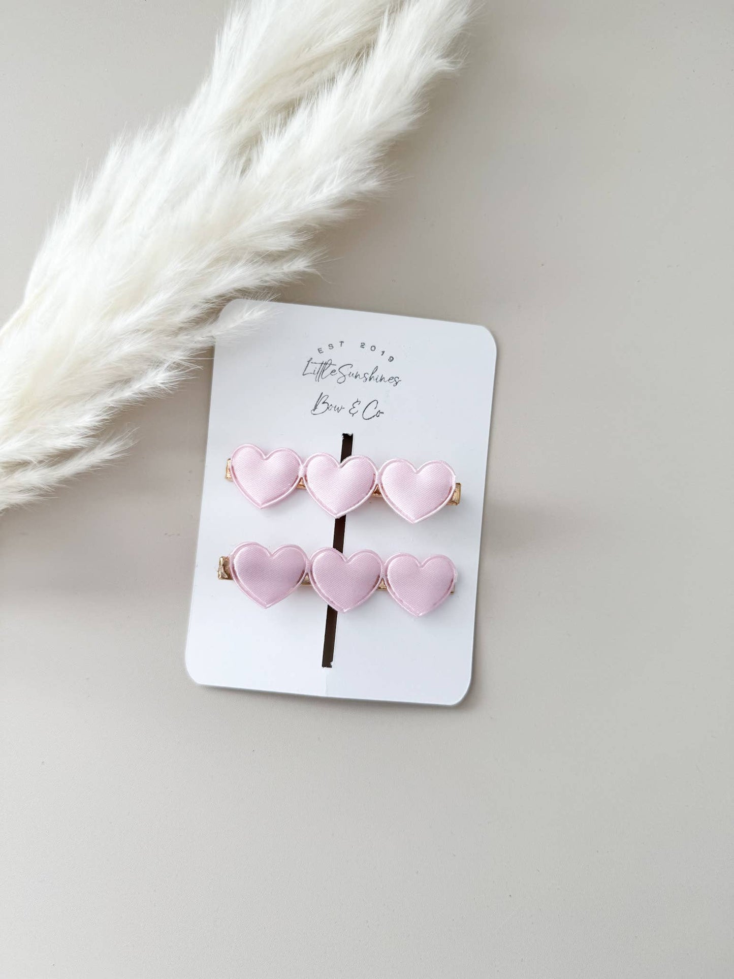 Little Sunshines Bow & Co - Satin Hearts Valentines Day Hair Clips & Headbands: Pink / Nylon Headband
