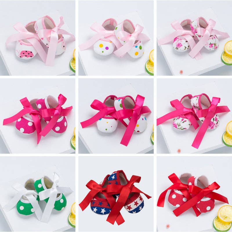 The Find Peaks - Girls' Cute Printed Cotton Baby Walker Shoes: Pink with Roses / 4-5(13)