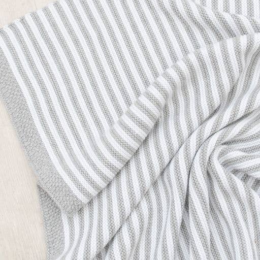 Grey Stripe-100% Cotton Knit Blanket