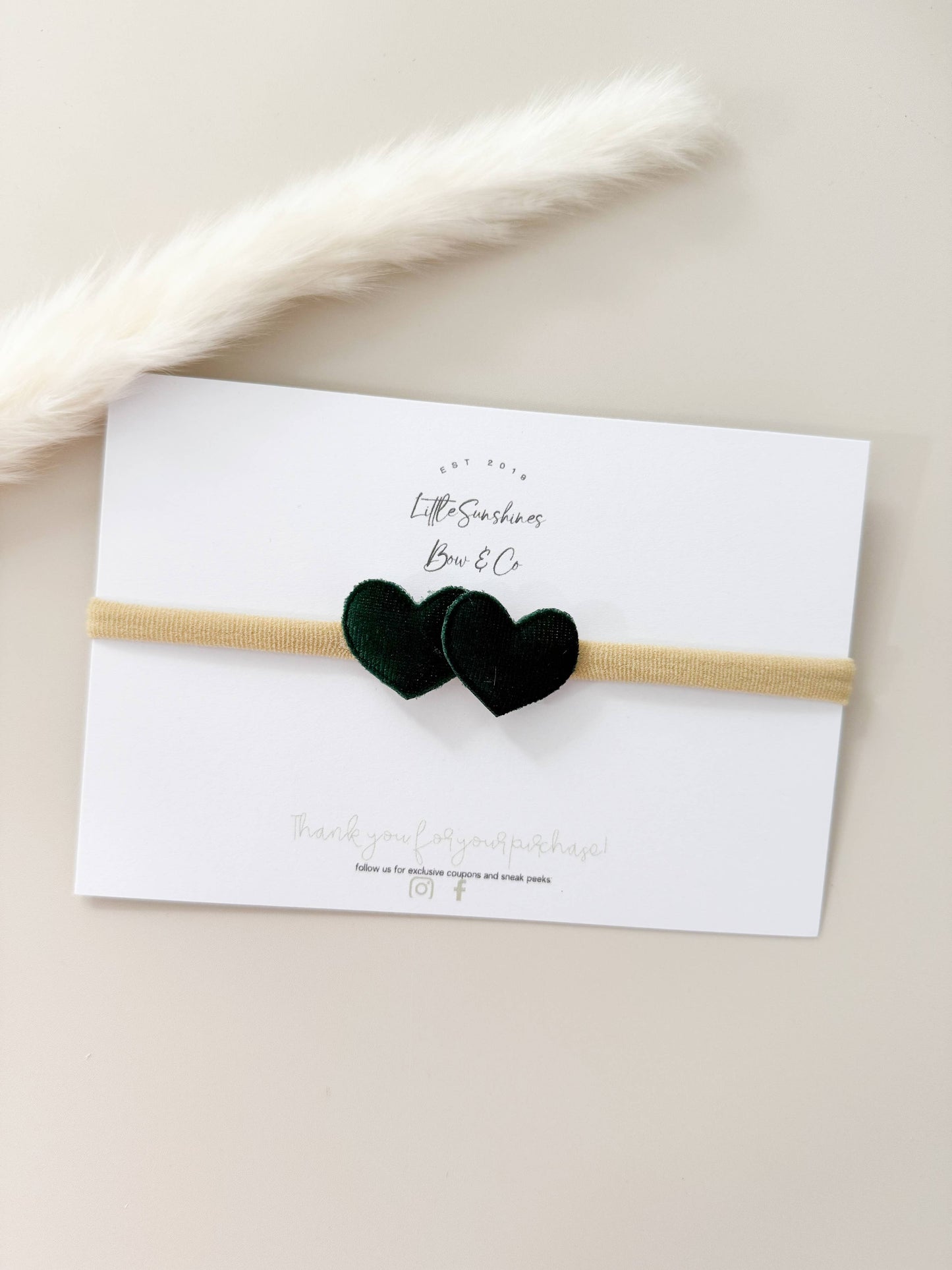 Little Sunshines Bow & Co - Double Velvet Heart Nylon Headband: Royal Blue