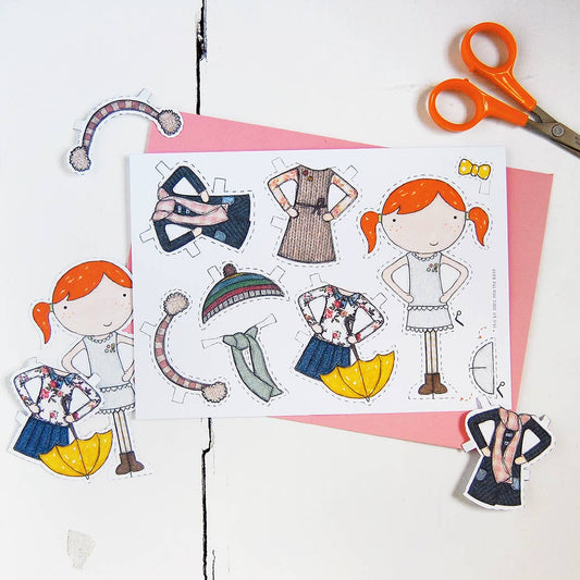 Clara Paper Doll Winter Outfits Card