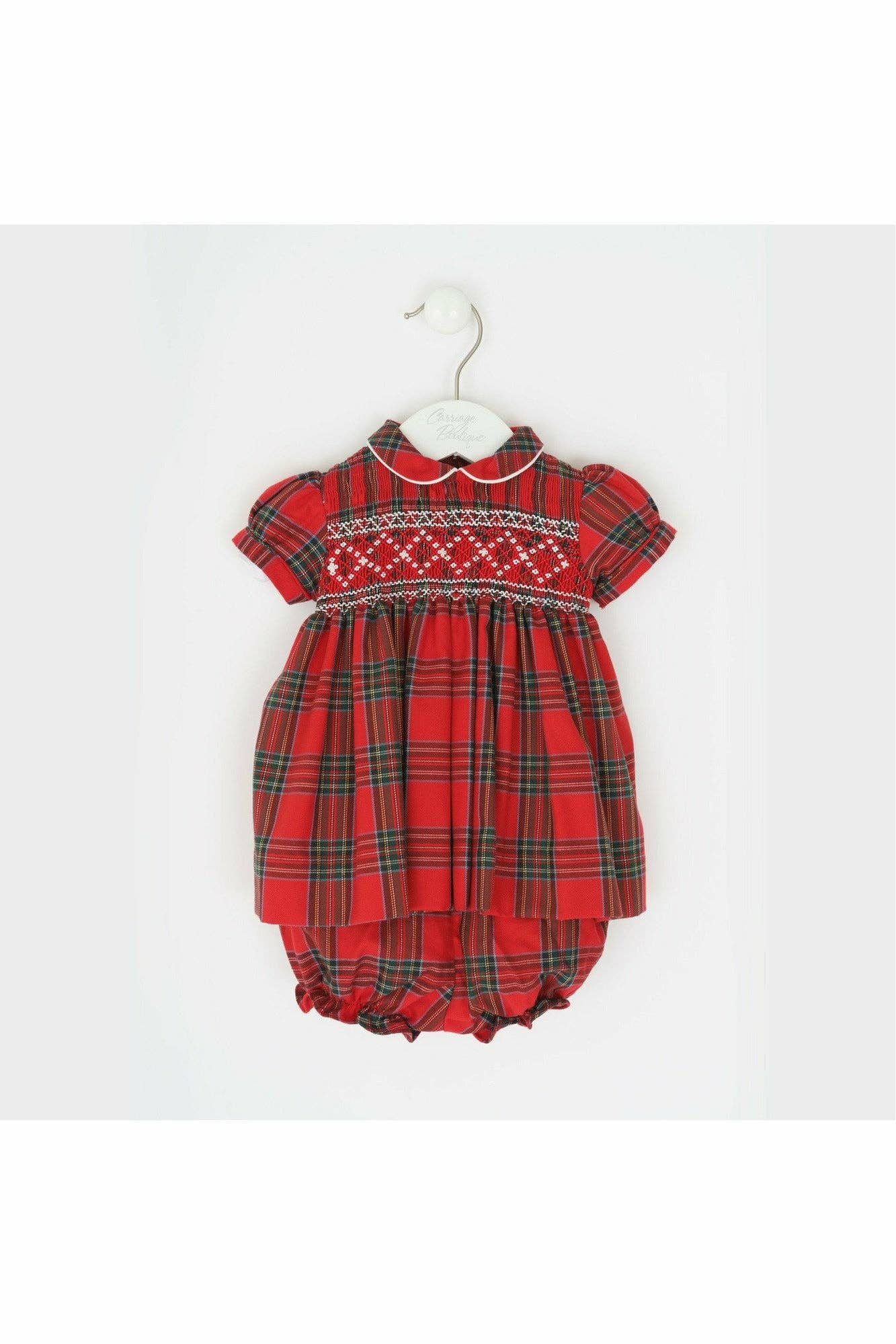 Baby Girl Diamond Plaid Short Sleeve Dress