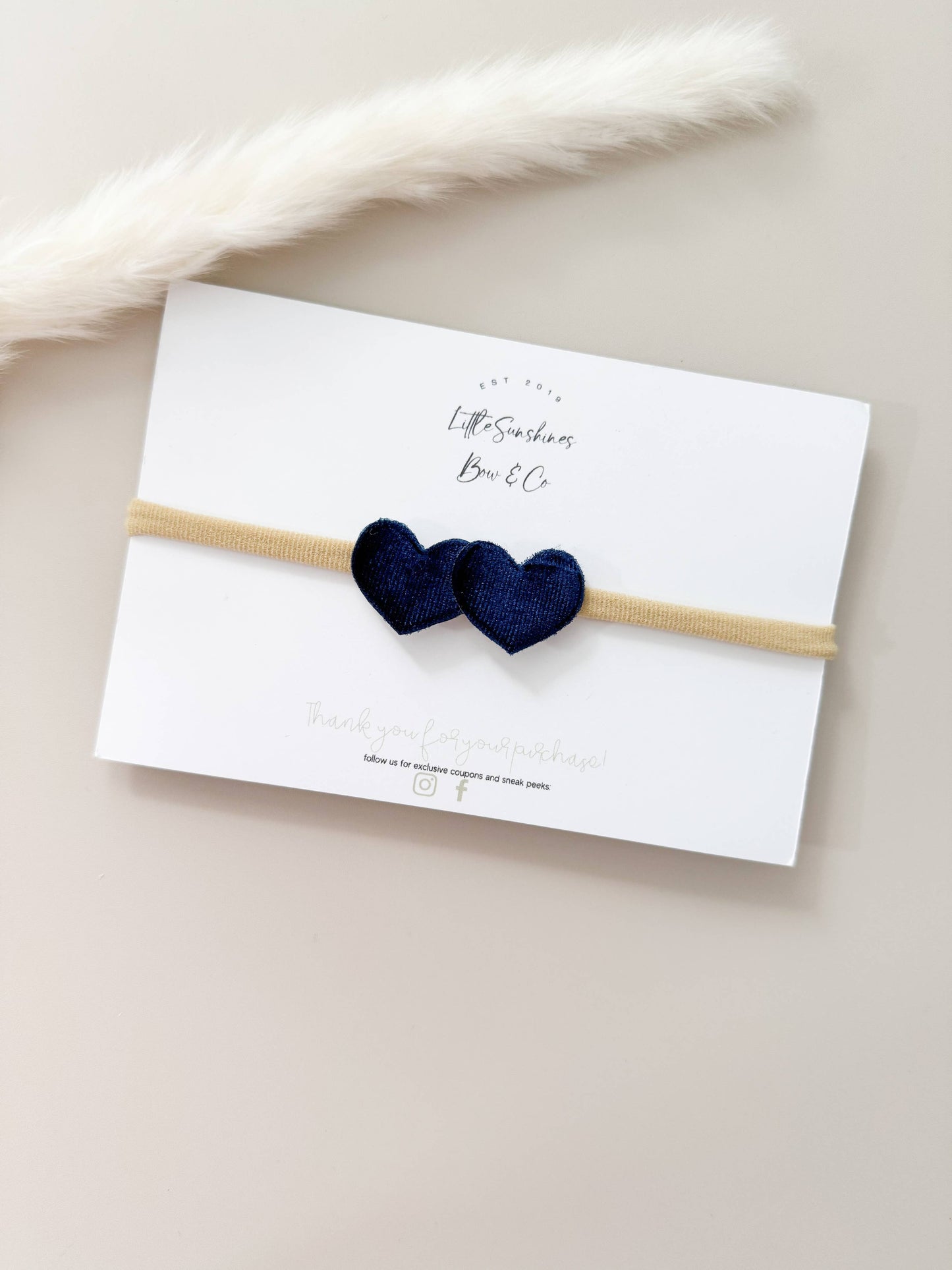 Little Sunshines Bow & Co - Double Velvet Heart Nylon Headband: White