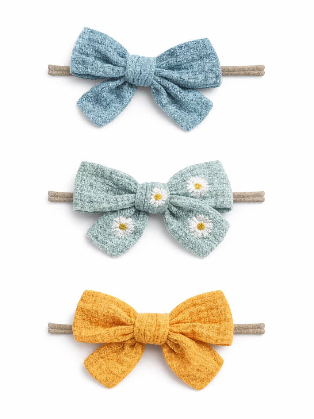 SpearmintLOVE - 3-Pack Nylon Bows, Daisy
