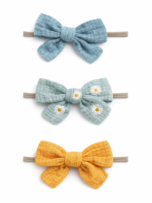 SpearmintLOVE - 3-Pack Nylon Bows, Daisy