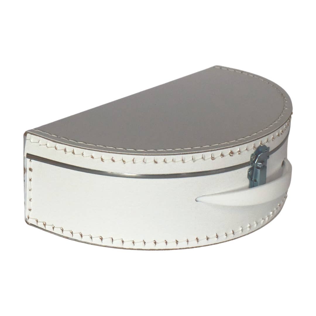 White half round suitcase 28 cm