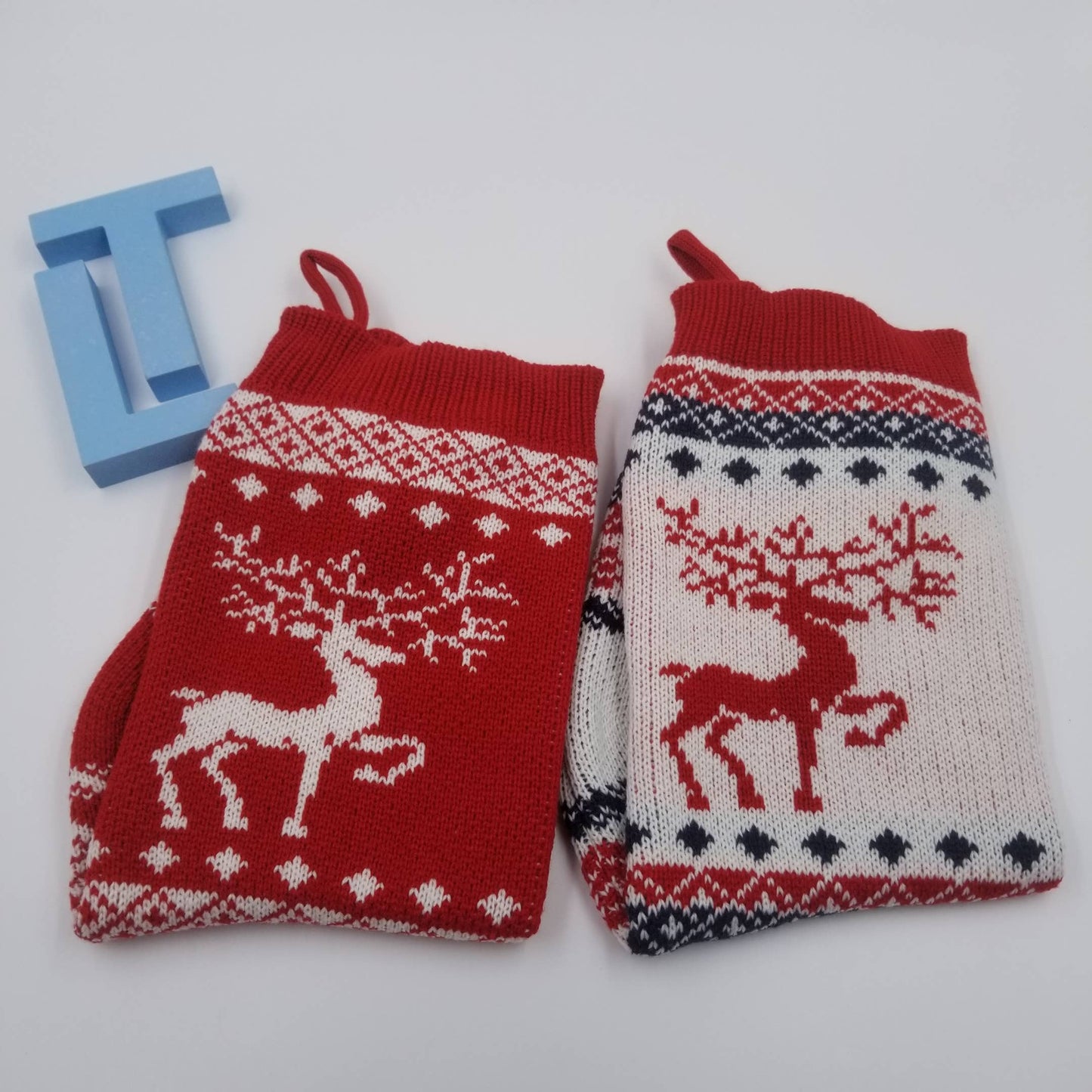 Reindeer Wool Knit Christmas Stocking