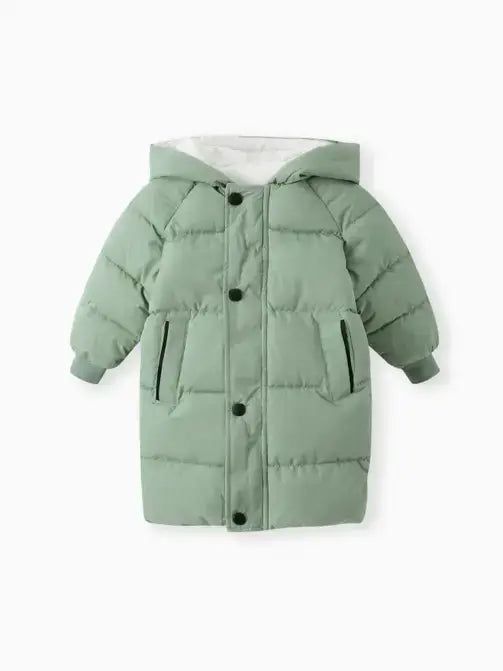 PatPat - Toddler/Kid Unisex Basic Solid Color Button Padded Coat: Green / 6-7T