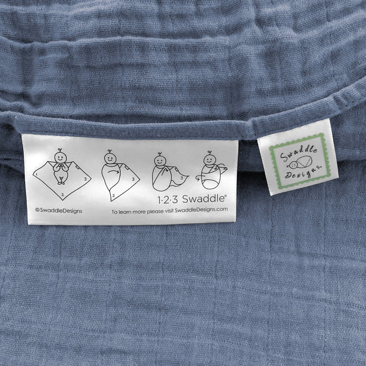 SwaddleDesigns - Denim Muslin Swaddle Blanket, Premium Cotton