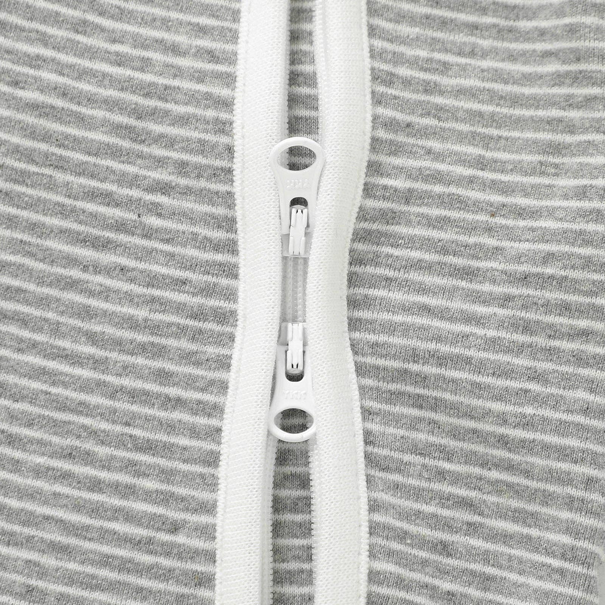 Meemo Jeemo - Organic Cotton Striped Peek-A-Poo Pajama in Light Grey: 18-24 Months
