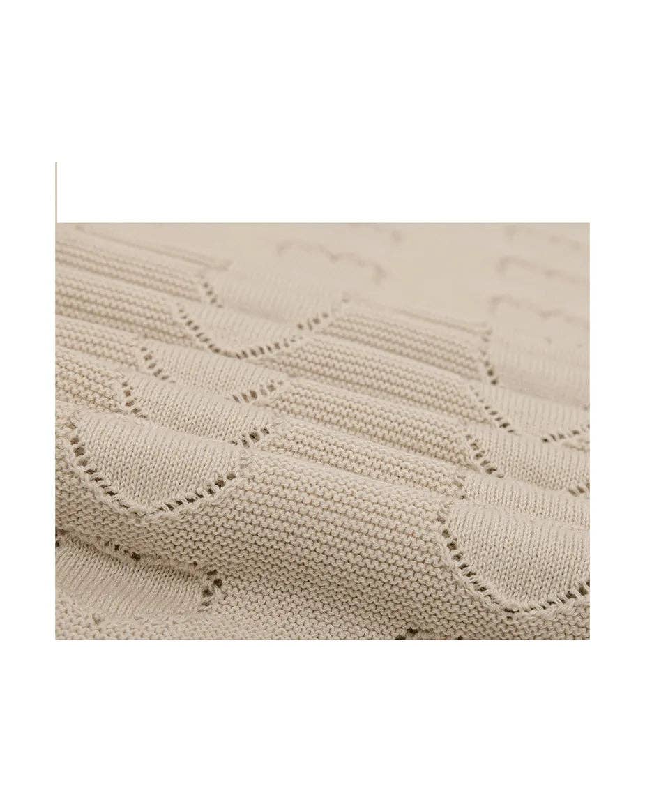 Lilax - Baby Girl Cotton Knit Heart Receiving Blanket: Cream / One Size