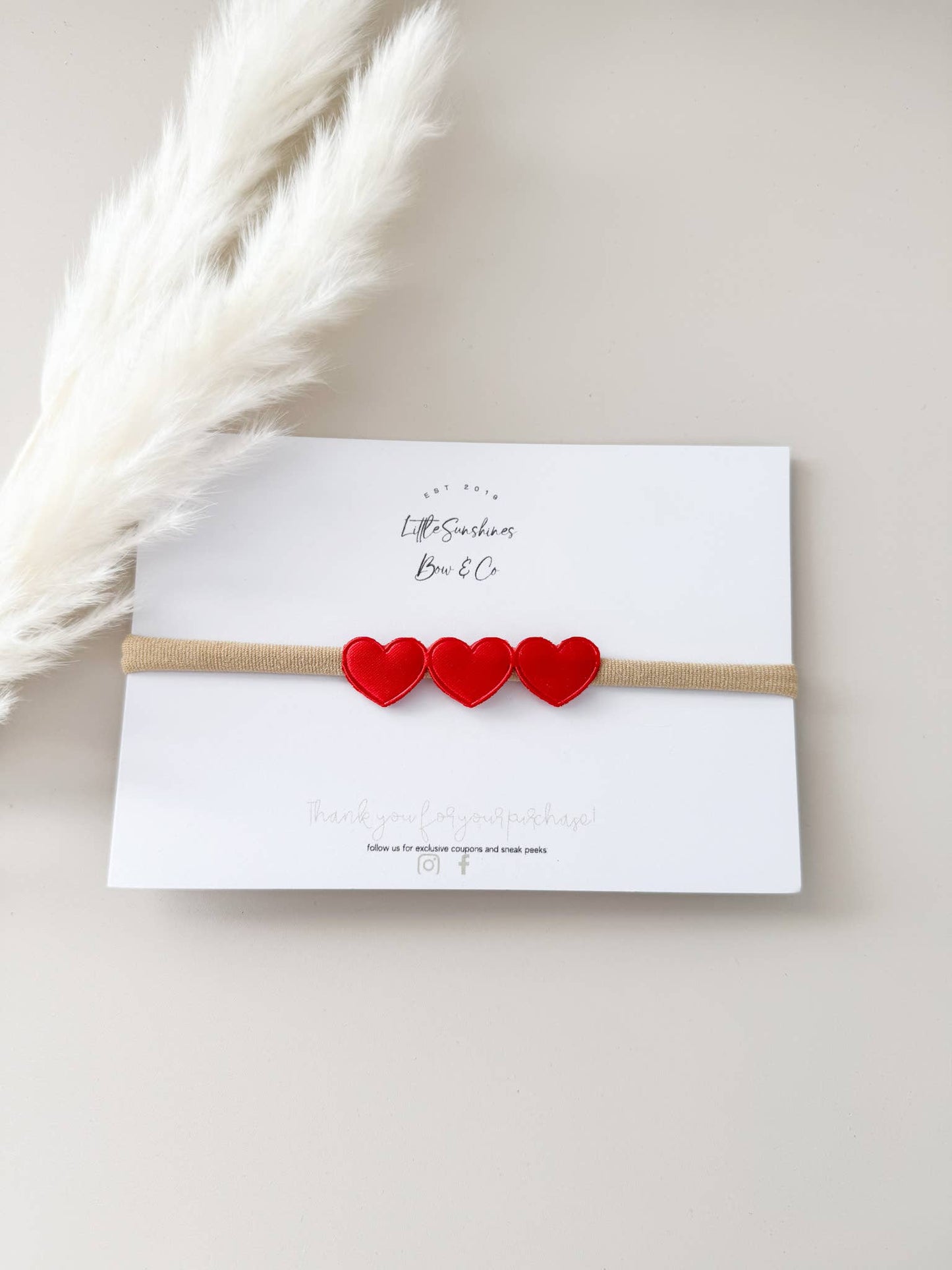 Little Sunshines Bow & Co - Satin Hearts Valentines Day Hair Clips & Headbands: Pink / Nylon Headband