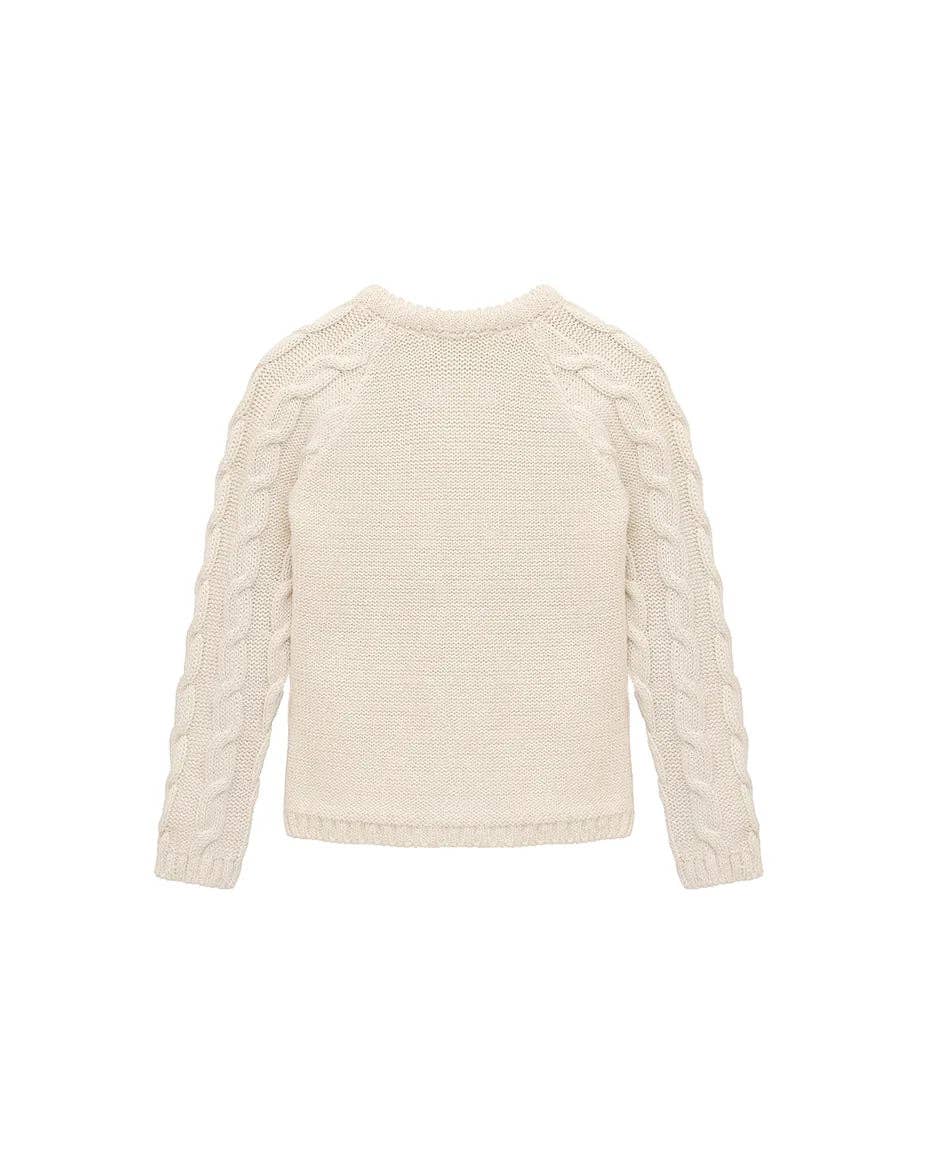 Lilax - Baby Girls' Cable Knit Long Sleeve Cotton Cardigan: White / 12-18M